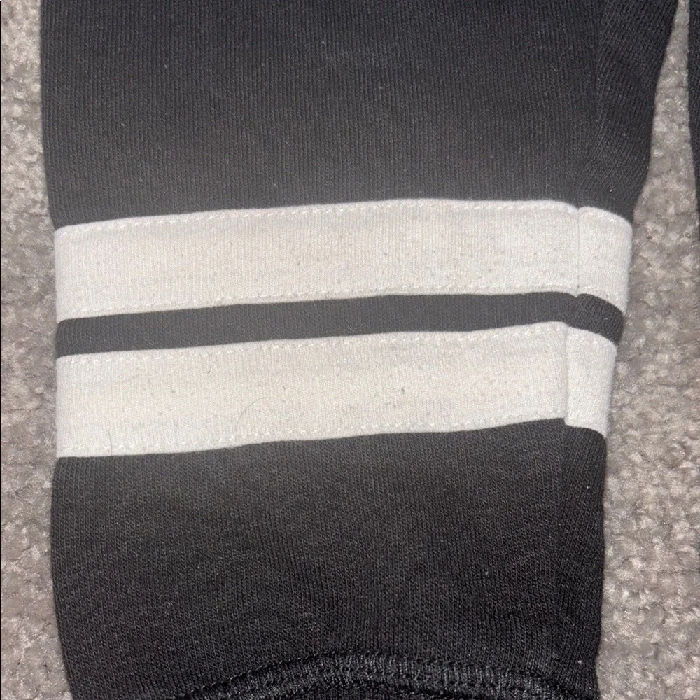 Justice‎ Girls Black Sequin Logo Fleece Jogger Sweatpants Size 6 White Stripes